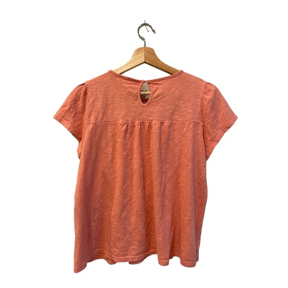 Ella Moss Anthropologie peach pink top short sleeve Small crochet detail Flawed - Picture 2 of 7